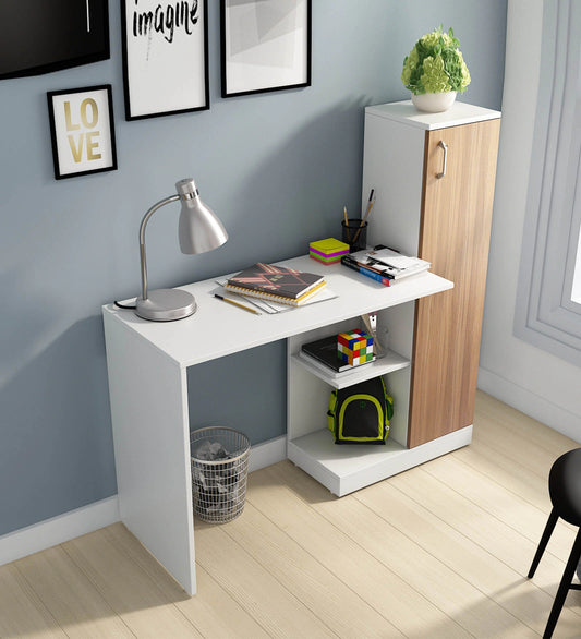 Troy Writing Table In White & Oak Finish