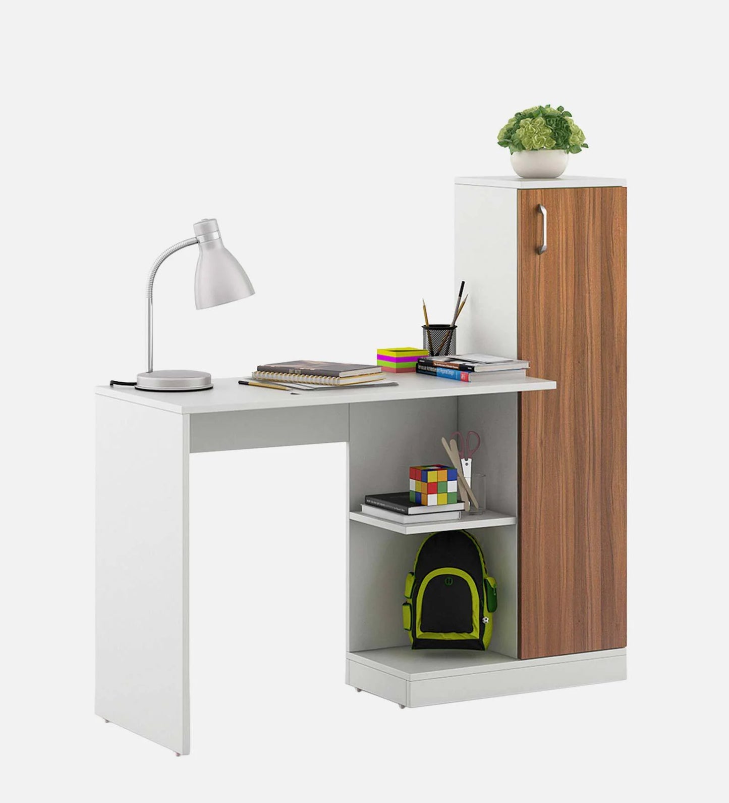 Troy Writing Table In White & Oak Finish